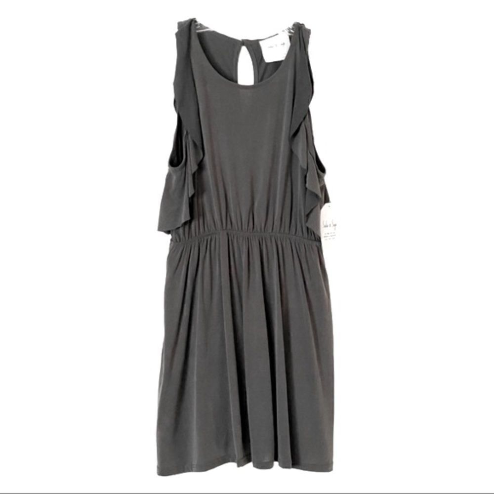 🌺 Sadie & Sage Gray Ruffle Sleeveless Mini Dress NWT Size S